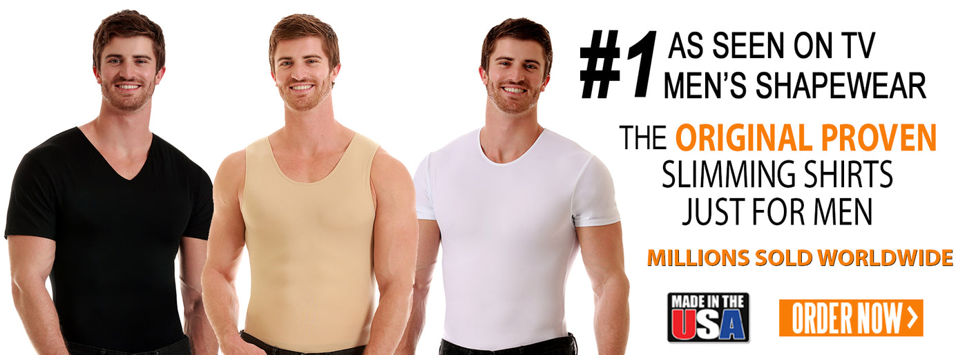 Insta Slim - Made in USA - Medium Compression Activewear Tank-Top for Men.  Tummy Control Slimming Shapewear Body-Shaper for Beer Belly, Love Handles &  Back Support (White, 2X) 