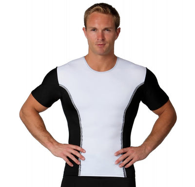 Men's Insta Slim TS0003 Slimming Compression Crew Neck T-Shirt - 3 Pack  (White L)